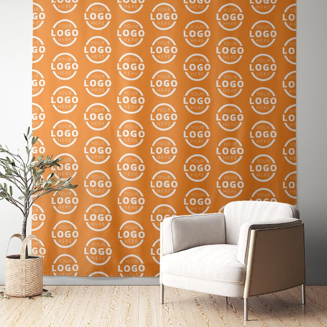 Custom Business Company Logo Backdrop Orange Tapestry (Creator Uploaded)
