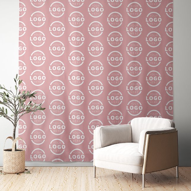 Custom Business Company Logo Backdrop Pink Tapestry (Creator Uploaded)