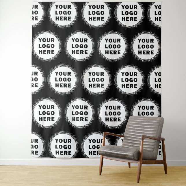 Custom Business Company Logo Black Tapestry (In Situ)