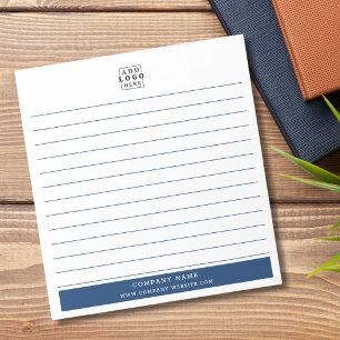 Custom Business Company Logo Blue Border Lined Notepad
