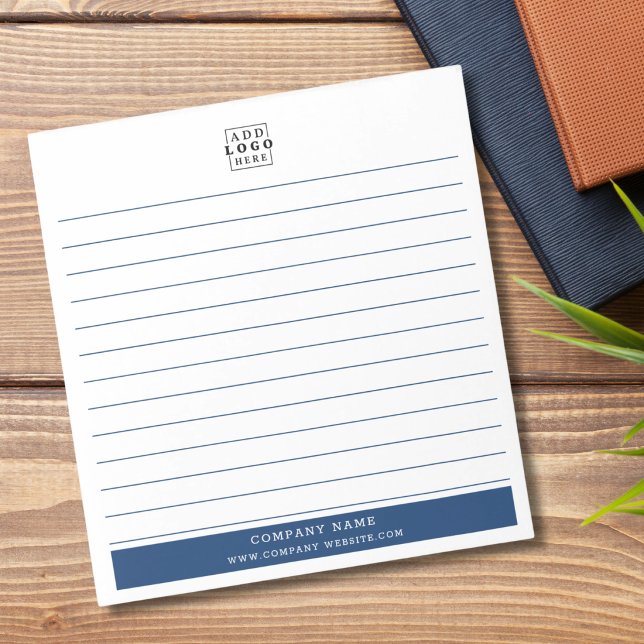 Custom Business Company Logo Blue Border Lined   Notepad (Creator Uploaded)