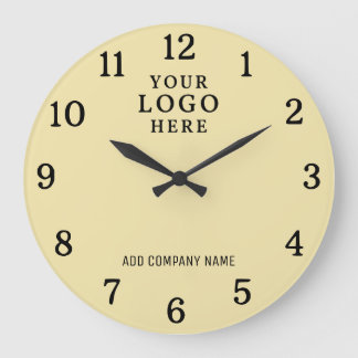 Custom Business Company Logo Branded Yellow Office Large Clock