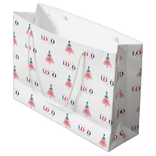 Custom Business Company Logo & Christmas Tree Large Gift Bag