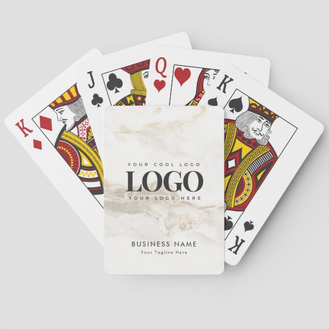 Custom Business Company Logo Gold & Marble  Playing Cards (Back)