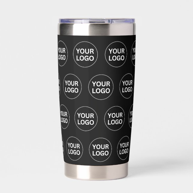 Custom Business Company Logo Pattern Black Insulated Tumbler (Front)