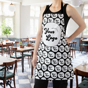 Custom Business Company Logo Pattern Black & White Apron