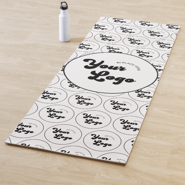 Custom Business Company Logo Pattern Black & White Yoga Mat (In Situ)