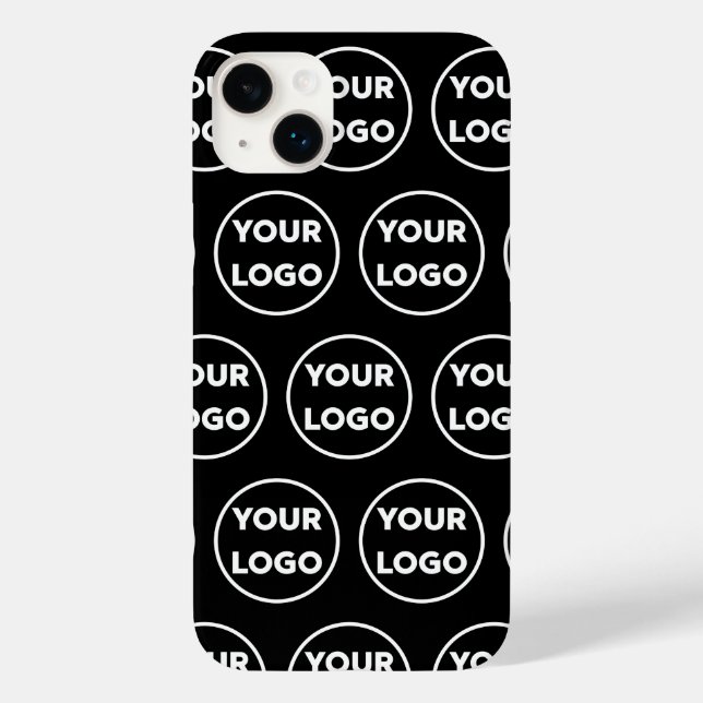 Custom Business Company Logo Pattern on Black Case-Mate iPhone Case (Back)