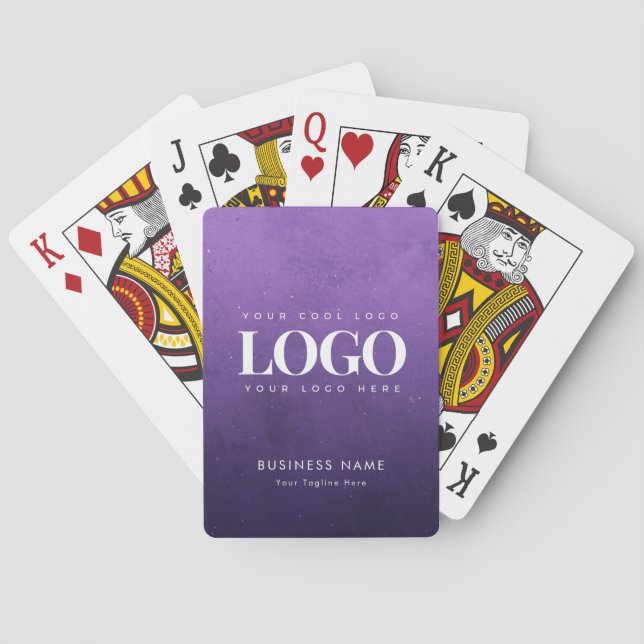 Custom Business Company Logo Purple Galaxy Cosmos  Playing Cards (Back)