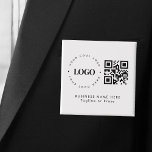 Custom Business Company Logo QR Code Minimalist  15 Cm Square Badge<br><div class="desc">Promote your business with this modern button,  featuring custom logo,  QR Code & text. Easily add your logo by clicking on the "personalise" option.</div>