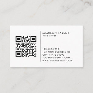 Custom Business Company Logo QR Code Minimalist Business Card