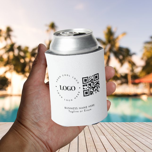 Custom Business Company Logo QR Code Minimalist Can Cooler (Creator Uploaded)