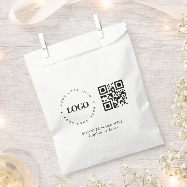 Custom Business Company Logo QR Code Minimalist  Favour Bags (Clipped)