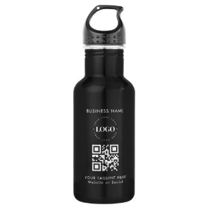 Custom Business Company Logo QR Code & Text Simple 532 Ml Water Bottle