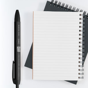 Custom Business Company Logo QR Code & Text Simple Black Ink Pen
