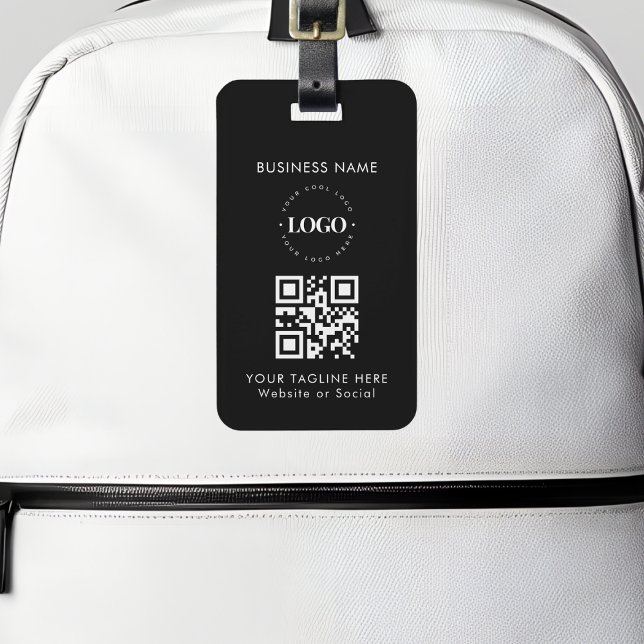 Custom Business Company Logo QR Code & Text Simple Luggage Tag (Creator Uploaded)
