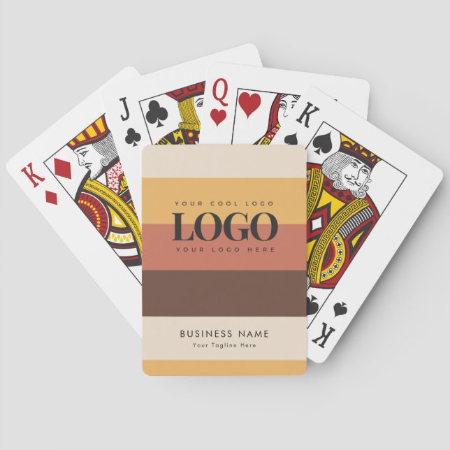Custom Business Company Logo Retro Stripes 60s 70s Playing Cards (Back)