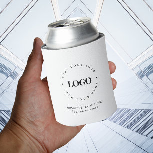 Custom Business Company Logo & Text Minimalist Can Cooler