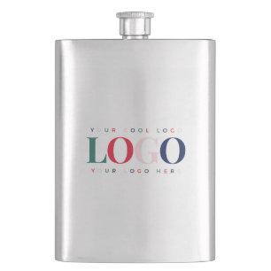 Custom Business Company Rectangle Logo Colourful  Hip Flask