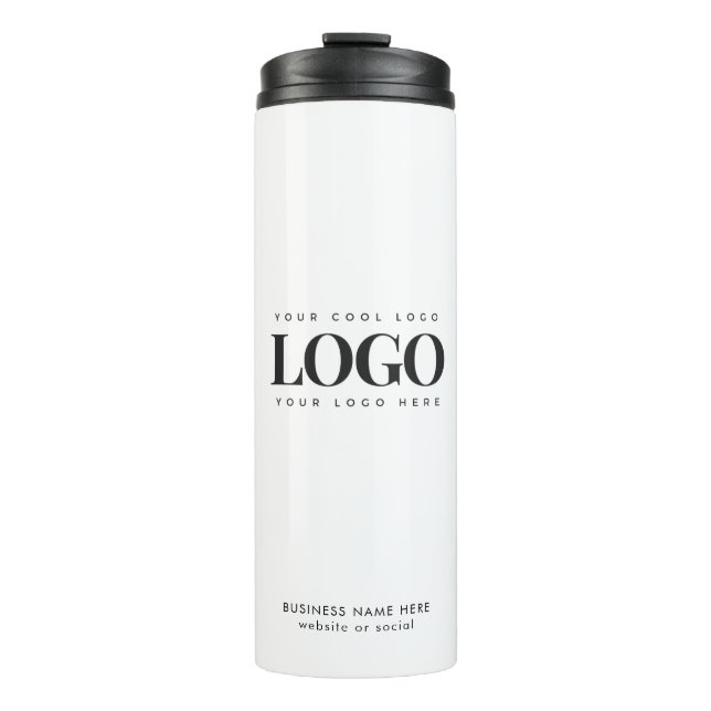 Custom Business Company Rectangle Logo Text  Thermal Tumbler (Front)