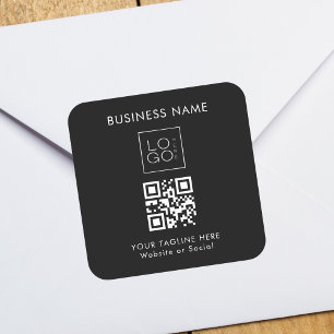Custom Business Company Square Logo QR Code Text Sticker