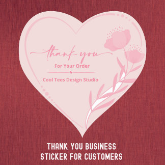 Custom Business Company Thank You   Heart Sticker