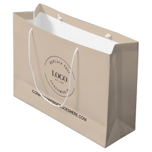Custom Business Company website Your Logo Beige Large Gift Bag