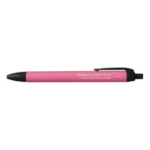 Custom Business Corporate Logo, Name White on Pink Black Ink Pen
