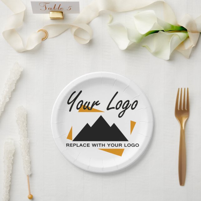 Custom Business Design Add Your Company Logo Paper Plate (Wedding)
