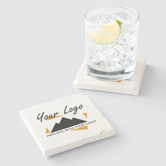 Custom Business Design Add Your Company Logo Stone Coaster (Side)