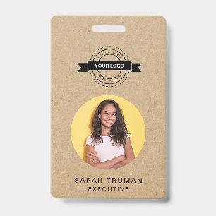 Custom Business Employee Card Rustic Craft  ID Badge