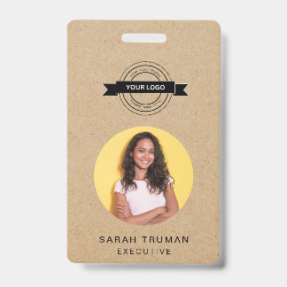Custom Business Employee Card Rustic Craft  ID Badge