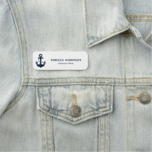 Custom Business Employee Magnetic Nautical Anchor Name Tag