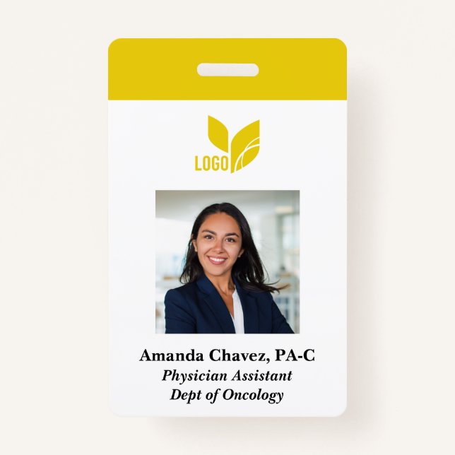 Custom Business Employee Photo Name ID Badge (Front)