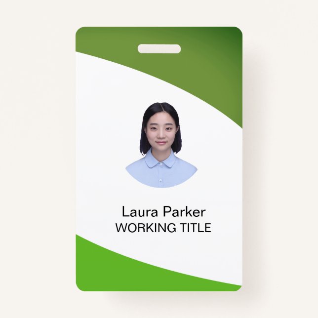 Custom Business Employee Photo Text Lime Green ID Badge (Front)