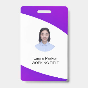 Custom Business Employee Photo Text Purple ID Badge