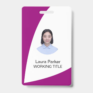 Custom Business Employee Photo Text Purple Indigo ID Badge