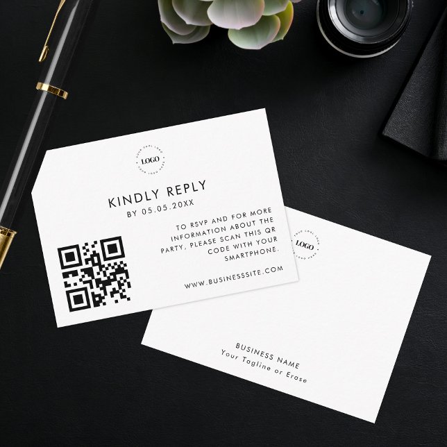 Custom Business Event RSVP QR Code Logo Website Enclosure Card (Creator Uploaded)