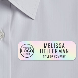 Custom Business Faux Holographic Logo Employee Name Tag