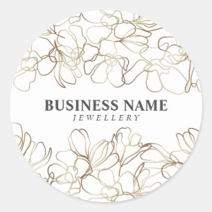 Custom Business Gold & White Product Packaging Classic Round Sticker