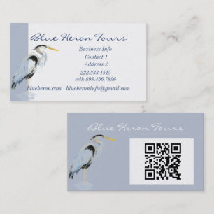 Custom Business Great Blue Heron Bird QR Code Business Card