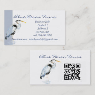 Custom Business Great Blue Heron Bird QR Code Business Card