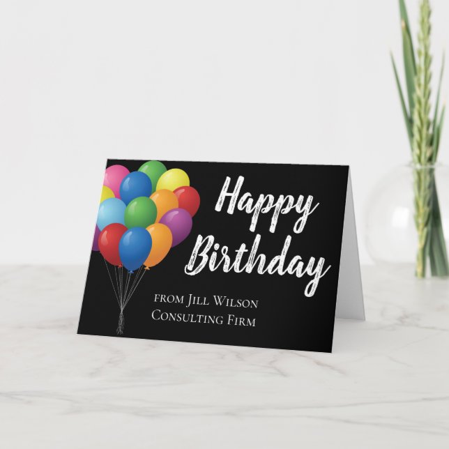 Custom Business Happy Birthday Balloons Corporate Card (Front)