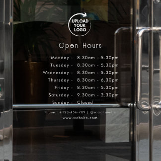 Custom Business Hours Door Sign with Company Logo