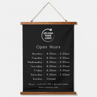 Custom Business Hours Door Sign with Company Logo Hanging Tapestry