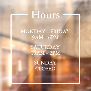 Custom Business Hours Window Sticker
