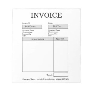 Custom Business Invoice Notepad