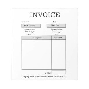 Custom Business Invoice Notepad