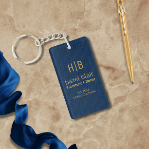 Custom Business Keychain with Gold Monogram Logo