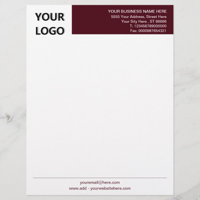 Custom Business Letterhead Design Your Own (Front)
